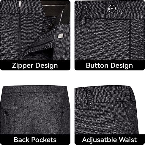 Men's Suits Retro Tweed Suits for Men 3 Piece Herringbone Suits for Wedding Prom Autumn Winter Jacket Vest Pants Sets in Saudi Arabia