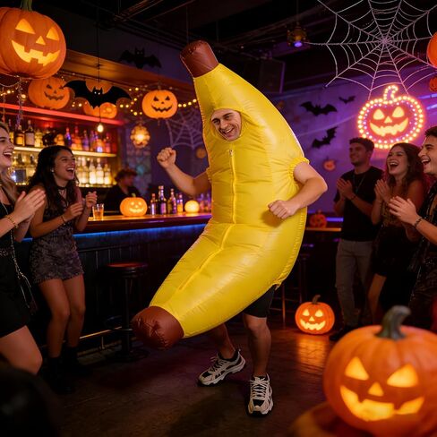 Inflatable Banana Costume for Adults Funny Blow Up Fruit Suit for Halloween Bachelor Party Birthday Gift Cosplay Bar Party in Saudi Arabia
