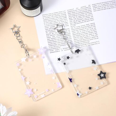 2 Pack Star Photo Card Holder 3x4inch Photocard Holder Keychain Acrylic Cute Photocard Holders with Star Pendant Portable Card Case Protective Cover for Cards Photo Album Storage in Saudi Arabia