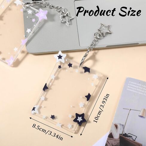 2 Pack Star Photo Card Holder 3x4inch Photocard Holder Keychain Acrylic Cute Photocard Holders with Star Pendant Portable Card Case Protective Cover for Cards Photo Album Storage in Saudi Arabia