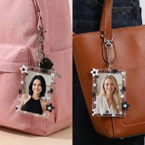 2 Pack Star Photo Card Holder 3x4inch Photocard Holder Keychain Acrylic Cute Photocard Holders with Star Pendant Portable Card Case Protective Cover for Cards Photo Album Storage in Saudi Arabia