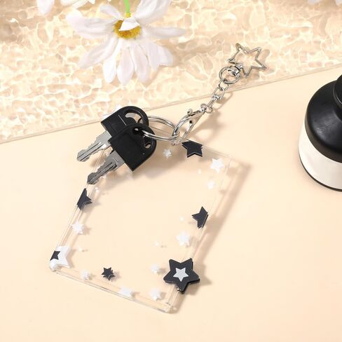 2 Pack Star Photo Card Holder 3x4inch Photocard Holder Keychain Acrylic Cute Photocard Holders with Star Pendant Portable Card Case Protective Cover for Cards Photo Album Storage in Saudi Arabia