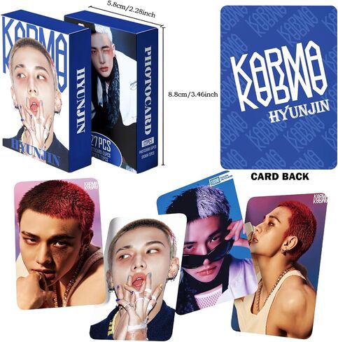 مجموعة بطاقات الصور Stray Kids KARMA المكونة من 127 قطعة من ألبوم KARMA، مجموعة بطاقات الصور Stray Kids The 4th Album Merch 55 قطعة من بطاقة الصور الفوتوغرافية و72 قطعة من الملصقات هدية لمجموعة هدايا STAY Straykids 2025 (HYUNJIN) in Kuwait