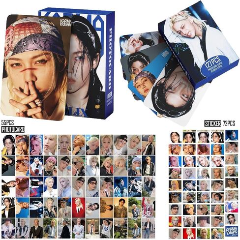 Karma Album Photocards Set,127PCS Karma Photocards Laser Cards Gift for Stay(55PCS Photocard+72PCS Stickers-Felix)(Yellow) in Saudi Arabia