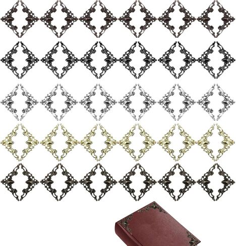 60 Pcs Book Corner Protectors, Vintage Metal Edge Guards for Decoration and Protection, Ideal for Scrapbooking Albums Menus and Crafts, Antique Style Photo Corners for DIY Projects in Kuwait