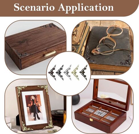 60 Pcs Book Corner Protectors, Vintage Metal Edge Guards for Decoration and Protection, Ideal for Scrapbooking Albums Menus and Crafts, Antique Style Photo Corners for DIY Projects in Kuwait