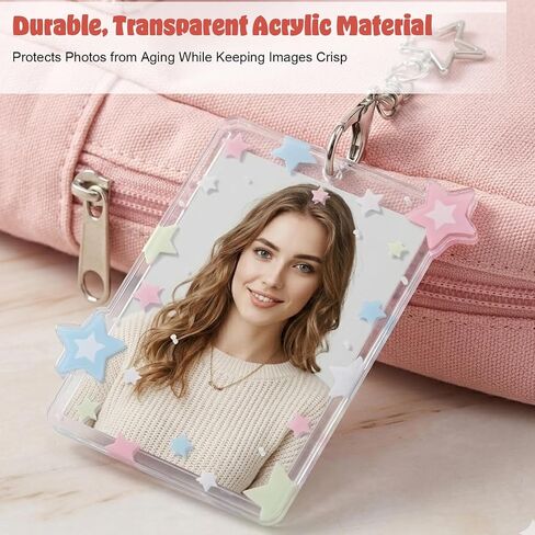 1 PCS Acrylic Photocard Holder, Clear Card Protectors with Star Pendant for Purse Backpack Wallet Collectible Display in Saudi Arabia