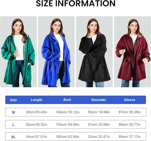 SOPPY Women Waterproof Raincoat Ladies Rain Jacket with Hood, Lightweight Unisex Rain Coat Windbreaker Trench in Saudi Arabia