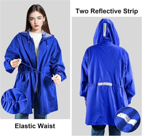 SOPPY Women Waterproof Raincoat Ladies Rain Jacket with Hood, Lightweight Unisex Rain Coat Windbreaker Trench in Saudi Arabia