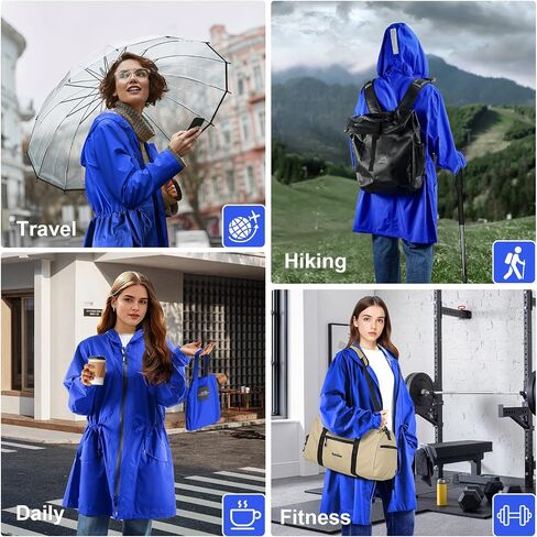 SOPPY Women Waterproof Raincoat Ladies Rain Jacket with Hood, Lightweight Unisex Rain Coat Windbreaker Trench in Saudi Arabia