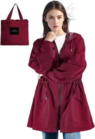SOPPY Women Waterproof Raincoat Ladies Rain Jacket with Hood, Lightweight Unisex Rain Coat Windbreaker Trench in Saudi Arabia