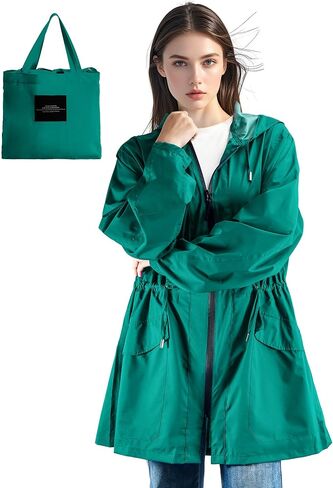 SOPPY Women Waterproof Raincoat Ladies Rain Jacket with Hood, Lightweight Unisex Rain Coat Windbreaker Trench in Saudi Arabia