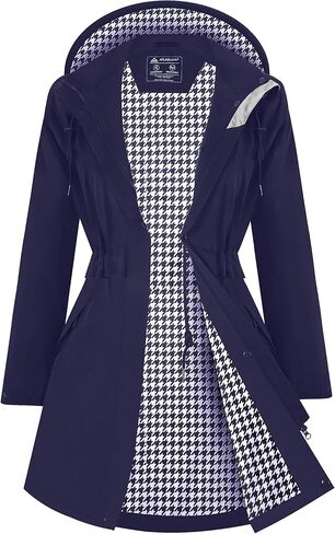 ATLASLAVA Rain Jacket Women Waterproof Raincoat Long Hooded Lightweight Windbreaker Outdoor Trench Coat S-2XL in Saudi Arabia
