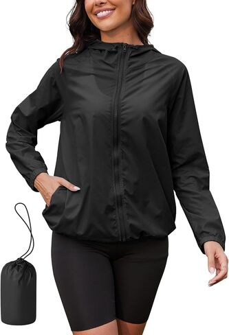 PITINAN Women's Rain Jacket Waterproof Lightweight Packable Raincoat with Hood for Golf Hiking Travel Windbreaker S-XXL in Saudi Arabia