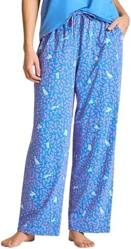 Life is Good. Women's Puppy Floral Pattern Snuggle Up Sleep Pant, Athletic Blue in Kuwait