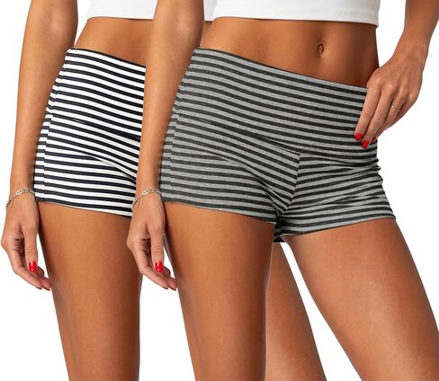 ONLYSTORY 2 Pack Womens Fold Over Shorts Y2K Micro Shorts Elastic Waist Lounge Pajamas Bottoms Summer Casual Yoga Sleepwear in Kuwait