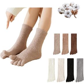 Fluffy Five Toe Socks Coral Fleece Girls Winter Women Men Thick Plush Warm Cozy Comfy Extra Soft Flush Insulating in Saudi Arabia