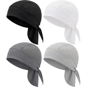Funtery 4 Pcs Do Rag Skull Caps for Men Women, Cooling Sweat Wicking Doo Rags Mesh Durags Helmet Liner for Cycling Summer in Kuwait