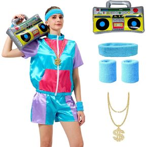 80s 90s Outfit for Women 80s Costume Hip Hop Costume Disco Retro Theme Party Outfit Hawaiian Vintage in Saudi Arabia