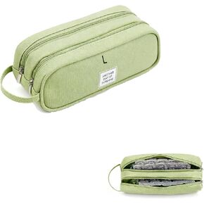 Organizer for Daily Contacts -Contact Lens Case, All-in-One Portable Travel Case with L/R Labels, Holds Up to 60 Lenses (1 Month Supply), Water-Resistant & Double Zipper Design （Green） in Saudi Arabia