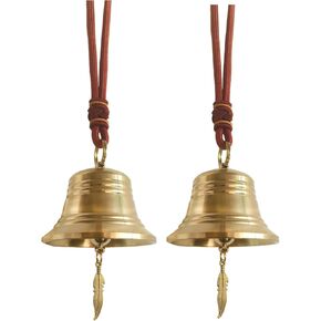2 PCs Small Brass Door Bells Hanging Vintage Bell for Door Knob Gold Home Garden for Xmas Decoration Christmas Decor Shopkeepers on Handcrafted Rope Wind Chimes Wedding Decor DIY Favor Crafts in Saudi Arabia