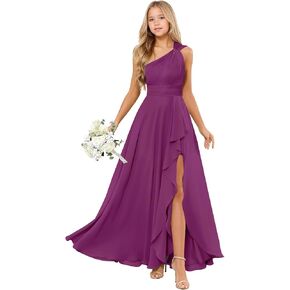 Junior Bridesmaid Dresses One Shoulder Chiffon Flower Girl Dress for Wedding Girls Bridesmaid Prom Dress in Saudi Arabia