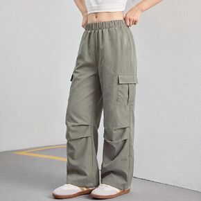 Girls Cargo Pants Wide Leg Utility Joggers with 3D Side Pockets Casual Party Streetwear Trousers Four Seasons in Kuwait