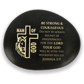 Christian Rock Joshua 1 9 Mens Christian Gifts Inspirational Man of God Pebble Garden Rocks Decorative Stone Decor Bible Religious Spiritual Gifts Fathers Day Faith Based Gift Birthday in Kuwait