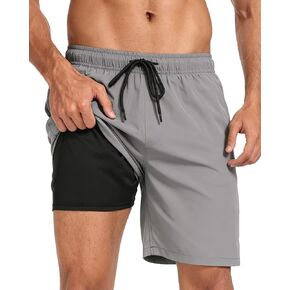 Fasker Mens Swim Trunks with Compression Liner 7" Inseam Quick Dry Bathing Suit Beach Shorts Swimming Trunks with Pockets in Saudi Arabia