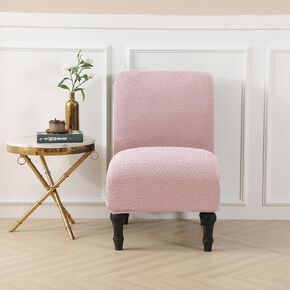 LiveGo Armless Accent Chair Cover Slipcover,Slipper Chair Stretch Spandex Removable for Armless Chair Furniture Protector for Living Dining Room Hotel (Pink) in Saudi Arabia