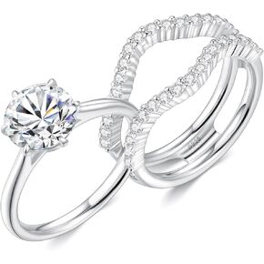 Moissanite Wedding Ring Set for Women, 2CT D Color VVS1 Bridal Set S925 Sterling Silver with 18K White Gold Plated Engagement Anniversary Rings for Her (Size 4.5-9.5) in Saudi Arabia