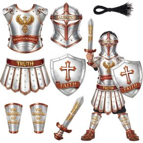 Maqiauly 15 Sets Armor of God Costume Crafts, Silver Bible Kit for Sunday School, Christian Halloween Party Decorations, Medieval Knight Classroom Art in Saudi Arabia