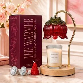 Yoss Strawberry Candle Warmer Lamp with Timer Dimmable - Strawberry Lamp with 2 Bulbs - Flower Candle Warmer for All Candles - Birthday Gifts for Women Mom - House Warming Gifts - Cute Decor in Kuwait