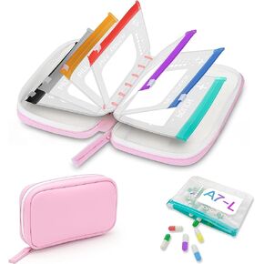 A8 Waterproof Pill Organizer Set, Waterproof Pill Pouch Set, Travel Medicine Organizers with 14 Color-Coded Pouches, Leakproof Reusable Zippered Storage Case, Compact Daily Pills Holder (Pink) in Saudi Arabia