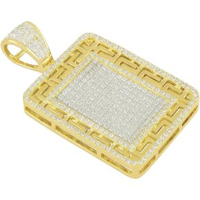 Lab Created Moissanite Men's Micro-Pave Charm Pendant 14K Yellow Gold Plated 925 Sterling Silver in Saudi Arabia