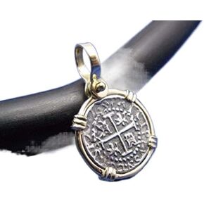 Small Round "1 Reale" Pirate Coin Reproduction Cob Pendant with Custom 14k Bezel by Crisol Jewelry (Atocha Shipwreck Replica) in Saudi Arabia