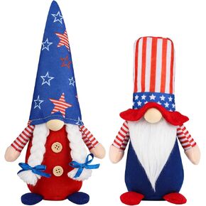 4th of July Gnomes Decorations, 2 Pcs Handmade Patriotic USA Gnomes Plush, Mr & Mrs Swedish Tomte Ornaments for Independence Day Memorial Day Table Tiered Tray Decor Gifts(GQColor) in Saudi Arabia
