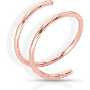 LUCKYJEWUS Double Nose Ring Hoop for Single Piercing, 14k Gold Filled or Sterling Silver Spiral Twist Nose Hoop for Women Men in Kuwait
