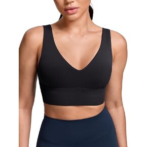 HeyNuts Womens V Neck Sports Bra, Wireless U Back Low Impact Yoga Tops Padded with Built in Bras A-C Cups in Saudi Arabia