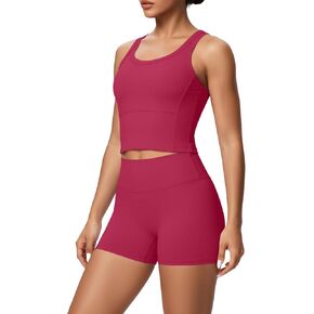 2 Piece Workout Sets for Women Tank Top High Waisted Biker Shorts No Front Seam Butt Lifting Gym Yoga Activewear in Saudi Arabia