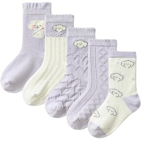 Balabala Girls Socks Cotton Crew Socks for Girls Cute Kids Ruffle Animal Socks Comfy Soft Novelty Crew Sock, 5 Packs in Saudi Arabia