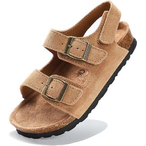Toddler Sandals Boys Girls Cork Footbed Sandals Kids Adjustable Back Strap Slippers Double Buckle Slide Beach Shoes for Indoor Outdoor in Kuwait