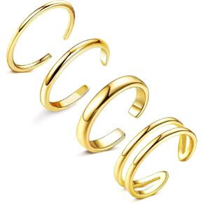 4 Pcs Toe Rings for Women 14K Gold Plated Open Toe Ring Set Dainty Band Knuckle Tail Ring Waterproof Summer Beach Foot Jewelry in Saudi Arabia