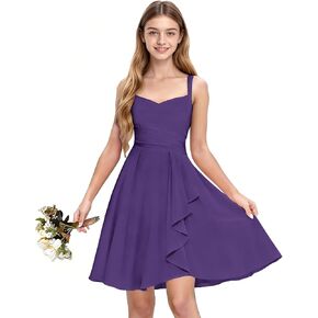 TAISHAN Junior Bridesmaid Dresses Short Chiffon Flower Girl Dress Spaghetti Strap Ruffle Formal Prom Party Dress for Girls in Saudi Arabia