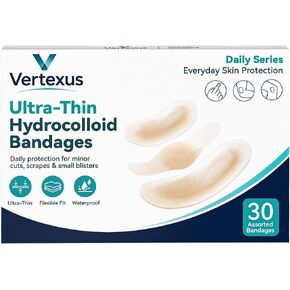 Ultra-Thin Hydrocolloid Gel Bandages for Advanced Healing, 30 Count Assorted Sizes, Waterproof Hydrocolloid Dressings for Minor Cuts, Scrapes, Blisters and Burns, Invisible Daily Protection in Saudi Arabia
