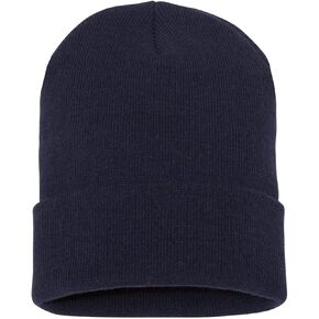 1 Pack 12 Inch Cuffed Acrylic Knit Beanie Hat Unisex - Navy in Kuwait