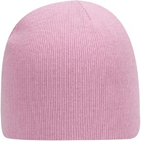 1 Pack 9 Inch Cuffless Knit Beanie Hat Cotton Blend Acrylic Stretch Winter Cap - Pink in Saudi Arabia