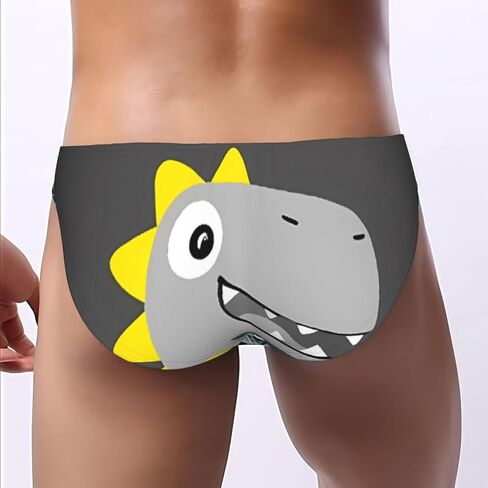 Cute Dinosaur Skate On Grey Background Print Mens Bikini Briefs Low Rise Sexy Underwear Soft Support Bulge Pouch Briefs in Saudi Arabia