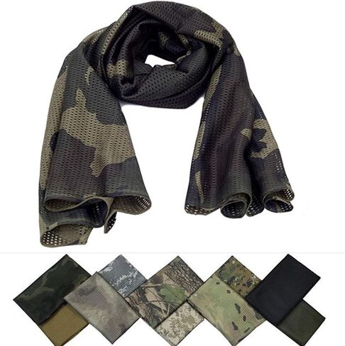 Camo Tactical Scarf Camouflage Net Sniper Veil for Hunting Shooting Wargame Military Outdoor Activities 63x18 inch in Kuwait