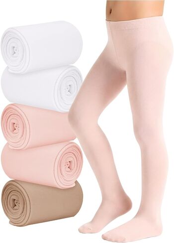 Zando 5 Pairs Toddler Ballet Tights for Girls 1-10Y - Ultra Soft Baby Tights Full-Footed Seamless Stocking for School Daily in Kuwait